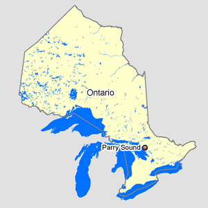 Map of Ontario with Parry Sound