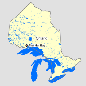 Map of Ontario with Thunder Bay