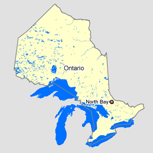Map of Ontario with North Bay