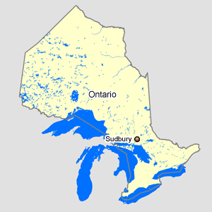 Map of Ontario with Sudbury
