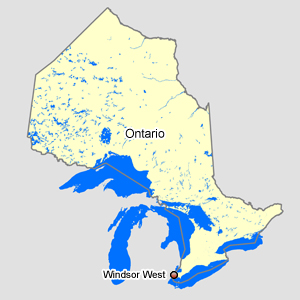 Map of Ontario with Windsor West