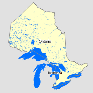 Map of Ontario with Tiverton