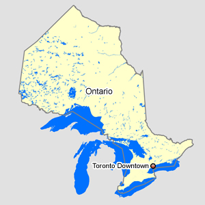 Map of Ontario with Toronto Downtown