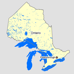 Map of Ontario with Peterborough
